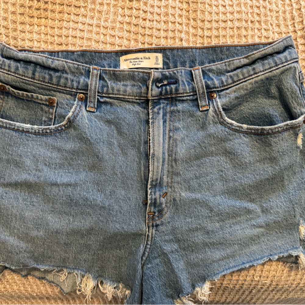 Abercrombie & Fitch Distressed Blue Denim Shorts